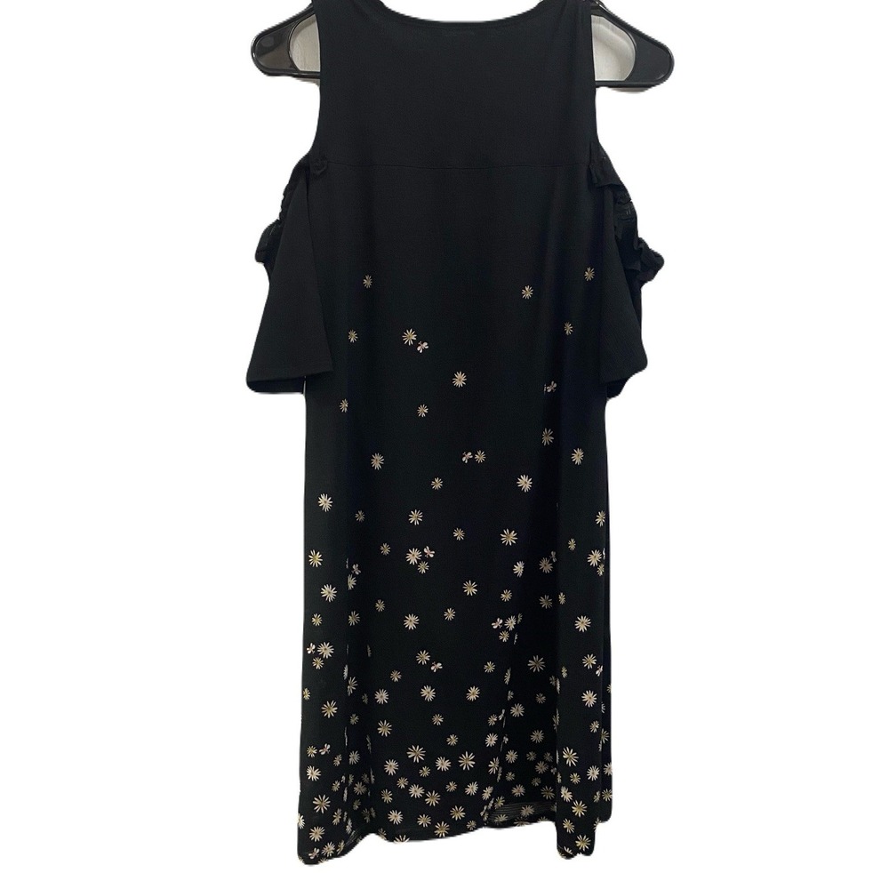 Lauren Conrad Black With White Flowers Cold Shoulder Dress Size Small-35" Long
